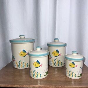 Vintage Studio Nova Barrier Reef Fish Ceramic Canister Set (4)